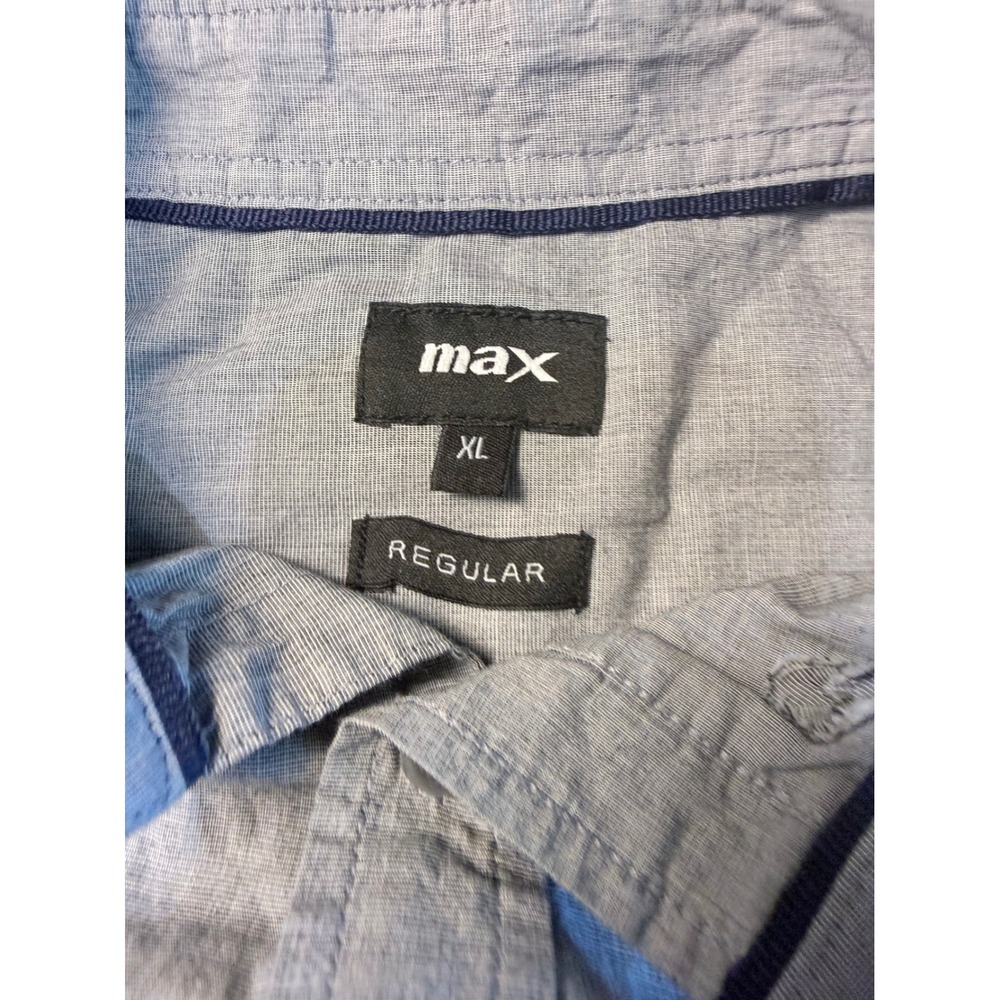 Max Mens Regular Fit Button Down Shirt Grey‎ Long Sleeve Cotton XL - Picture 2 of 4